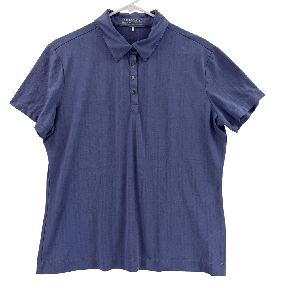 Nike Golf Polo Shirt Womens XL Blue Jacquard NikeFIT Dry Short Sleeve 1125-D267